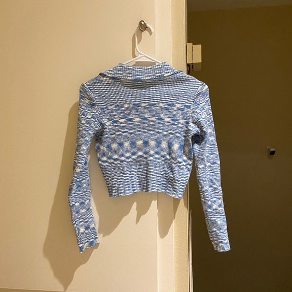 La hearts Blue Patterned Women's collared cardigan, size Xs fits xs to S - Picture 5 of 7